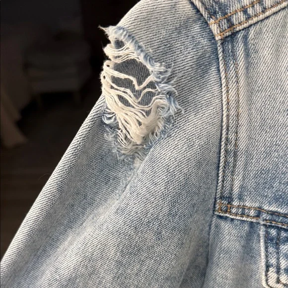 Free People Light Blue Distressed Jean Jacket - Picture 3 of 9